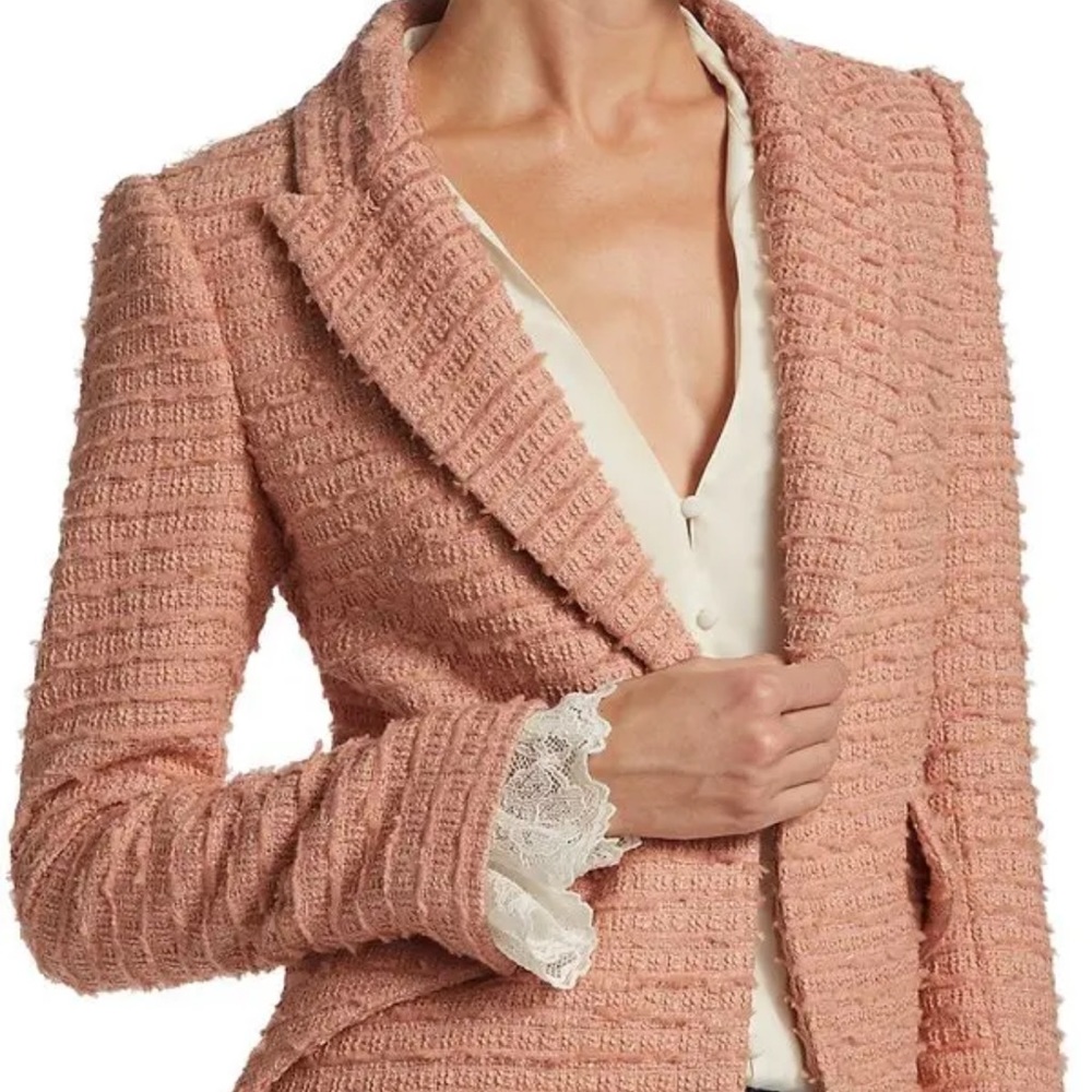 L'Agence Chamberlain Metallic Tweed Blazer Dusty Rose - Picture 5 of 11